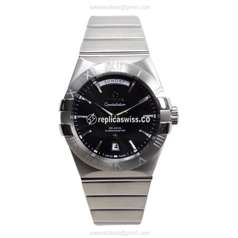 Omega Constellation Replica - Automatic - Steel Case - Black Dial - Silver Band - View 2