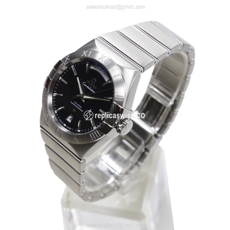 Omega Constellation Replica - Automatic - Steel Case - Black Dial - Silver Band - View 3