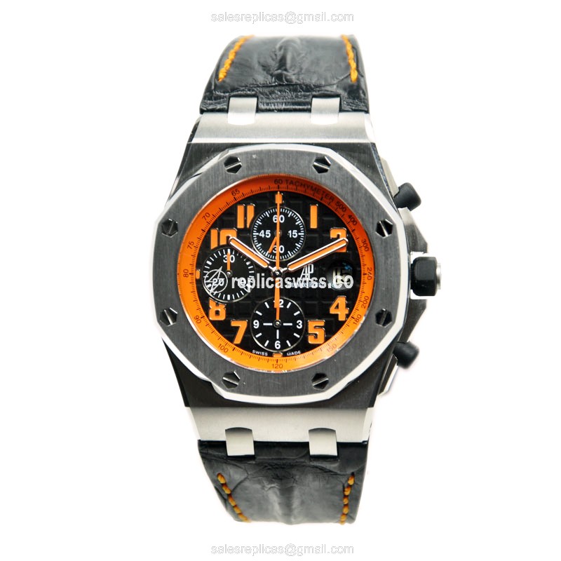 Automatic Rolex ROYAL OAK OFFSHORE - Black Dial - Stainless Steel Case - Black Alligator Strap - View 2