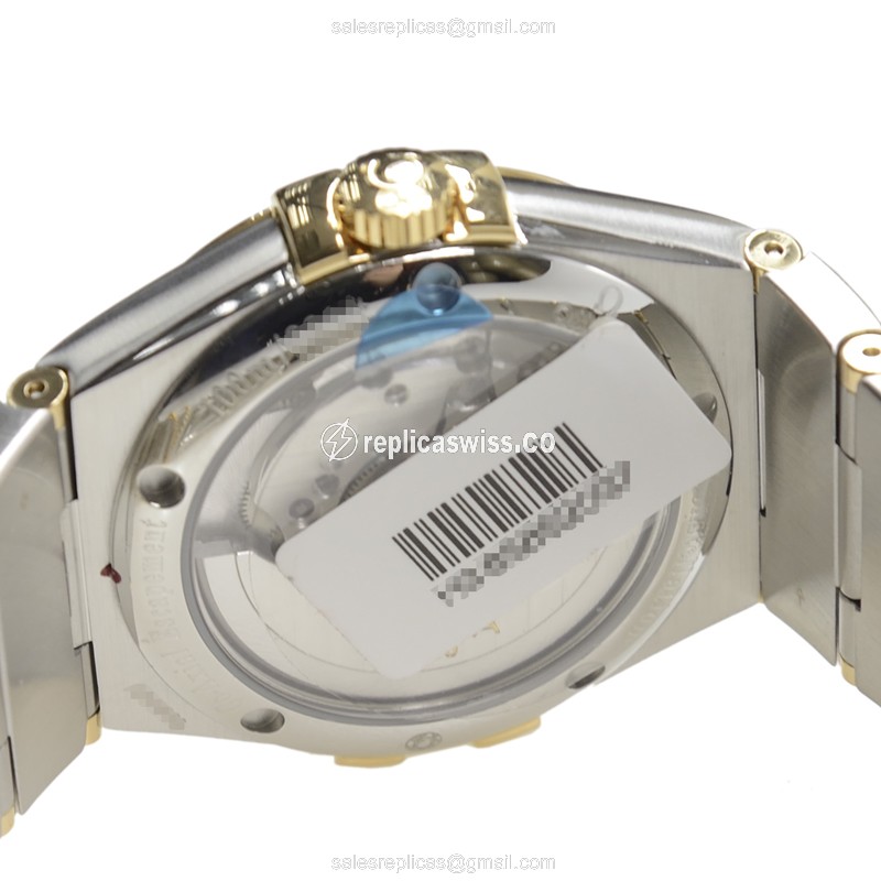 Omega Constellation 123.20.35.20.52.002 Replica - Automatic - 18kt Gold/Steel Case - Silver Dial & Clasp - View 4