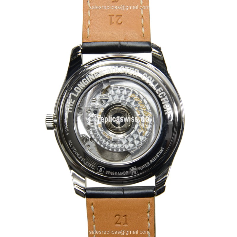 Rolex Master Replica | Automatic - Stainless Steel Case | Black Dial on Black Alligator Strap - View 3