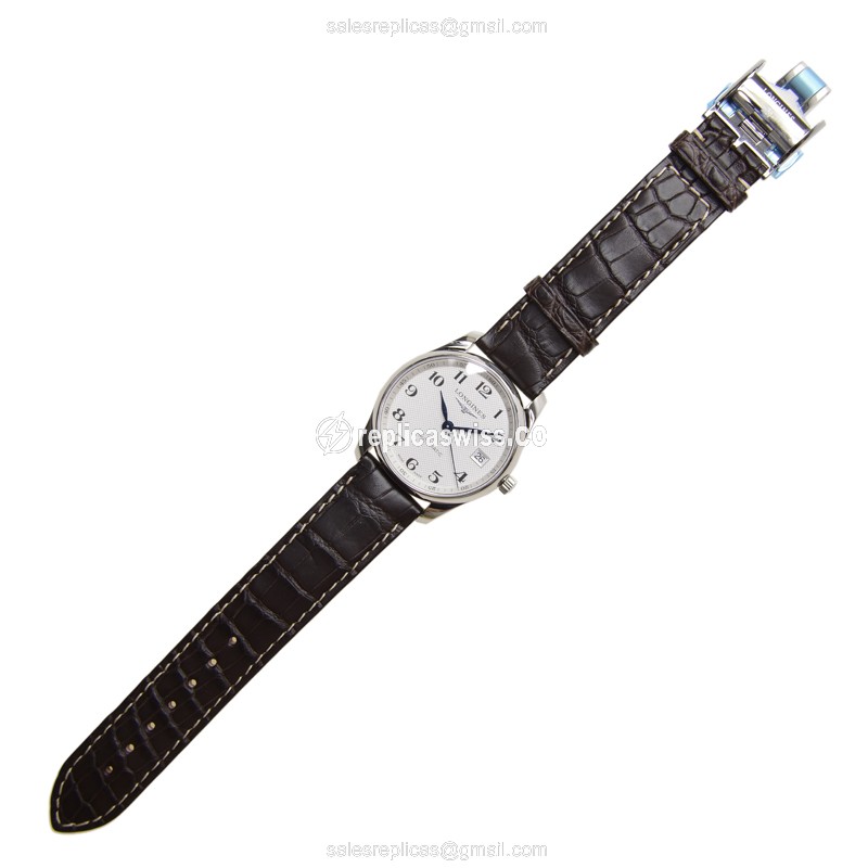 Longines Master Replica - Automatic - Silver Dial - Steel Case - Brown Alligator Strap - View 2