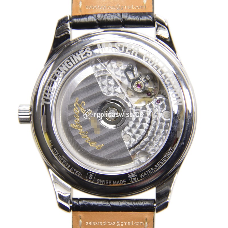 Longines L2.666.4.51.7 Replica - Automatic - Steel Case - Black Dial, Leather Strap - View 3