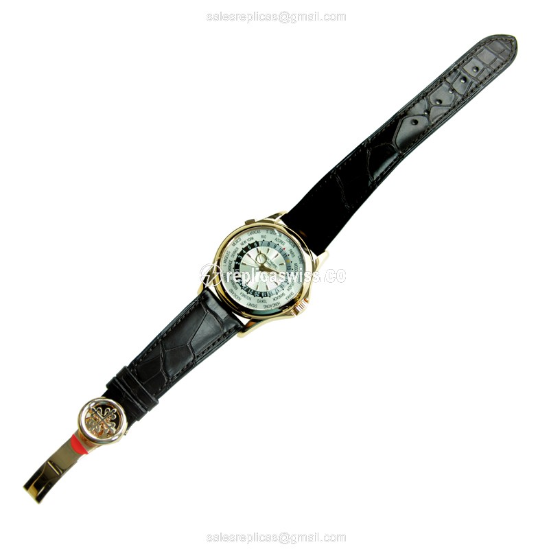 Patek Philippe 5130R-001 Replica - Automatic 18kt Rose Gold - Gold Dial - Black Alligator Strap - View 3