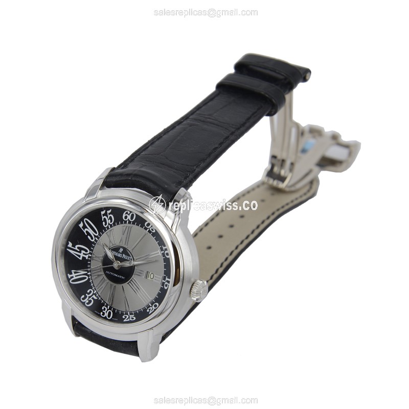 Rolex Replica Milenary - Automatic 18kt Gold - Black Dial - Alligator Black Clasp - View 2