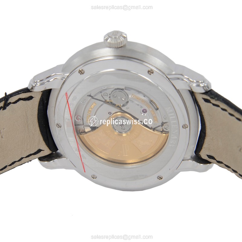 Rolex Replica Milenary - Automatic 18kt Gold - Black Dial - Alligator Black Clasp - View 4