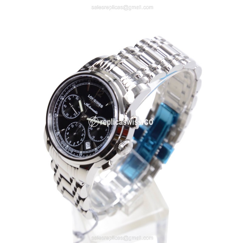 Longines Saint Imier Replica - Automatic - Steel Case - Black Dial | Silver Clasp - View 3