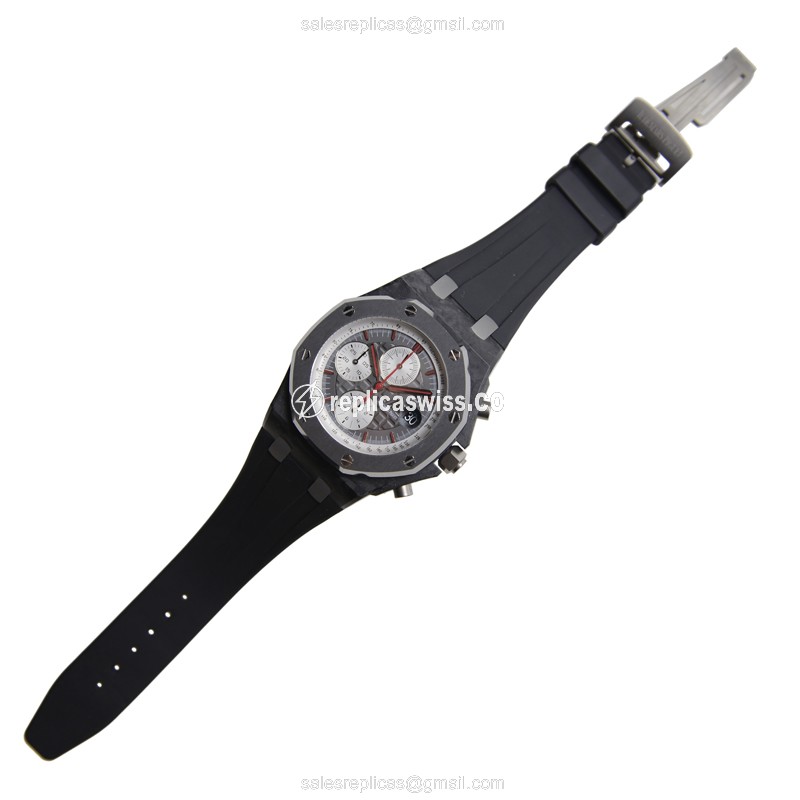 Audemars Piguet Royal Oak Offshore Carbon - Automatic - White Dial - Black Rubber - Clasp - View 2