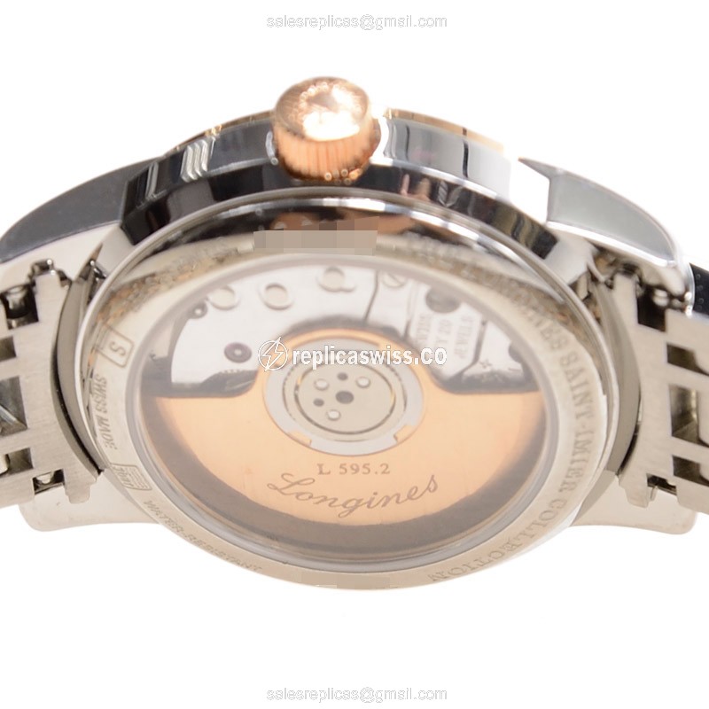 Longines SAINT IMIER Automatic 18kt - Rose Gold/Steel Case | Silver Dial | Clasp - Silver Strap - View 4
