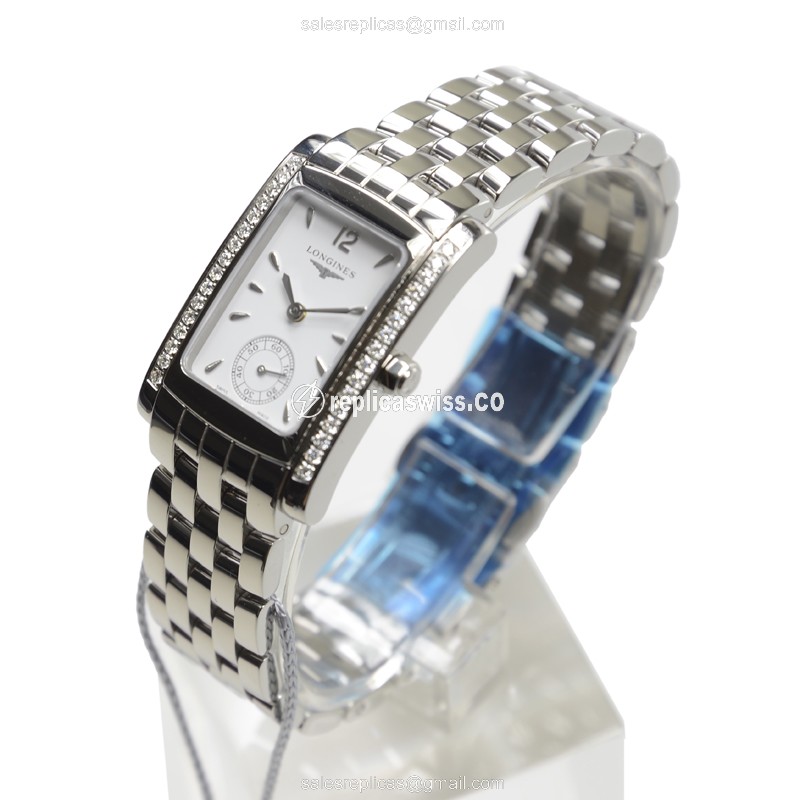 Longines L5.502.0.16.6 Replica - Quartz - Stainless Steel Case - White Dial, Silver Clasp - View 3