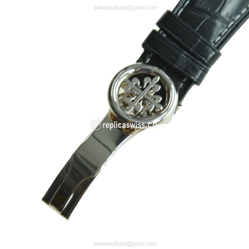 Patek Philippe 5153G-001 Replica - Manual Wind - 18kt Gold - Black Dial - Alligator Black Clasp - View 3