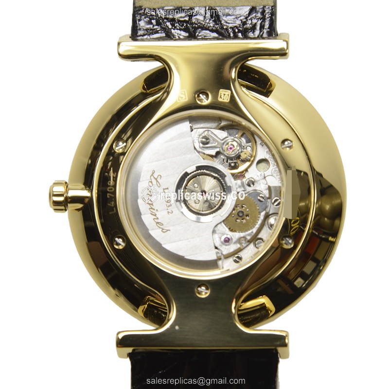 Longines LA GRANDE Replica - Automatic - Steel Case, Gold Dial - Leather Strap - View 3