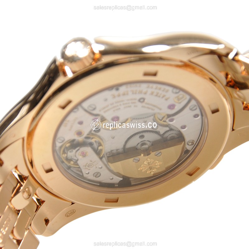Patek Philippe 5130/1R-001 Complications - Auto - 18kt Rose Gold - Brown Dial - Gold Strap - View 3