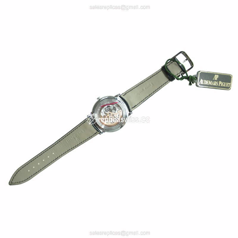 Jules Audemars 15180BC.OO.A002CR.01 - Automatic - 18kt White Gold - Silver Dial - Black Alligator Strap - View 3