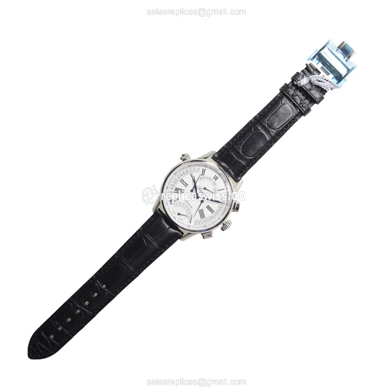 Longines Heritage Replica - Automatic - Stainless Steel - White Dial - Black Alligator Strap - View 2