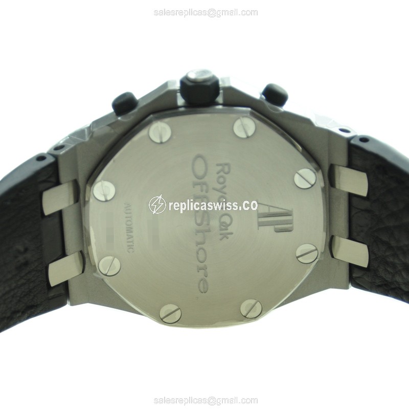 Audemars Piguet Royal Oak Offshore Replica - Automatic - Black Steel Case - Black Alligator Strap - View 4