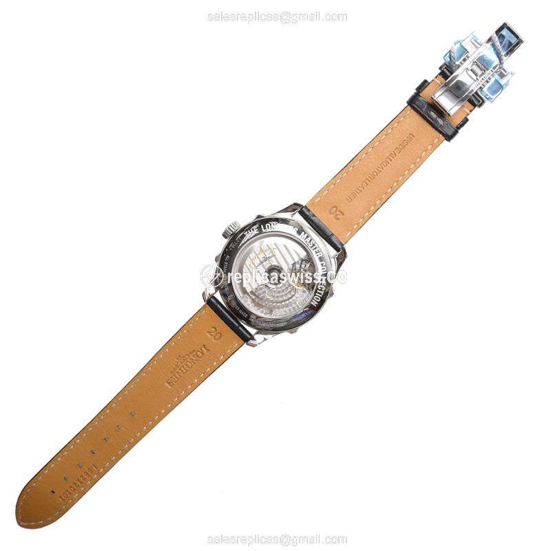 Longines L2.738.4.51.7 Replica - Automatic - Steel Case - Black Dial, Alligator Strap - View 3