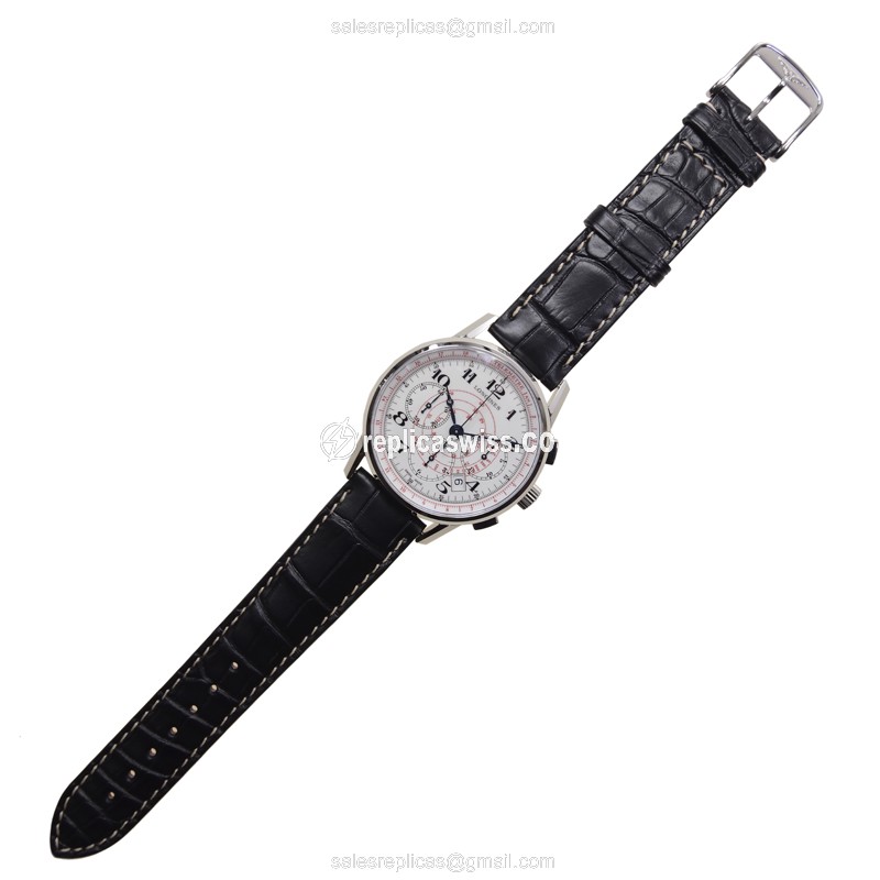 Longines Heritage Replica - Automatic - White Dial - Steel Case - Black Alligator Strap - View 2