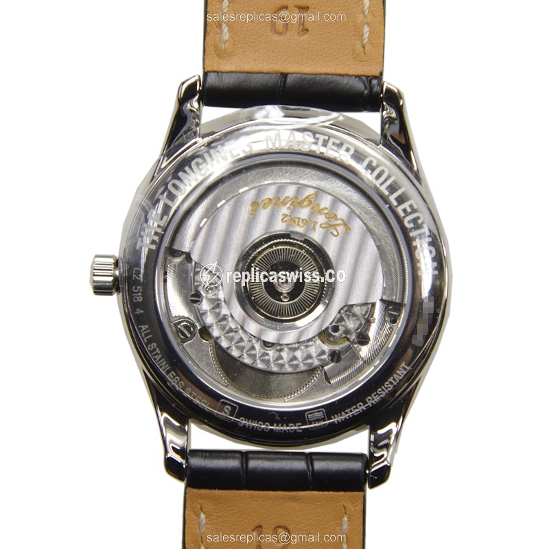 Longines L2.518.4.51.7 Replica - Automatic - Steel Case - Black Dial on Cowhide Strap - View 3