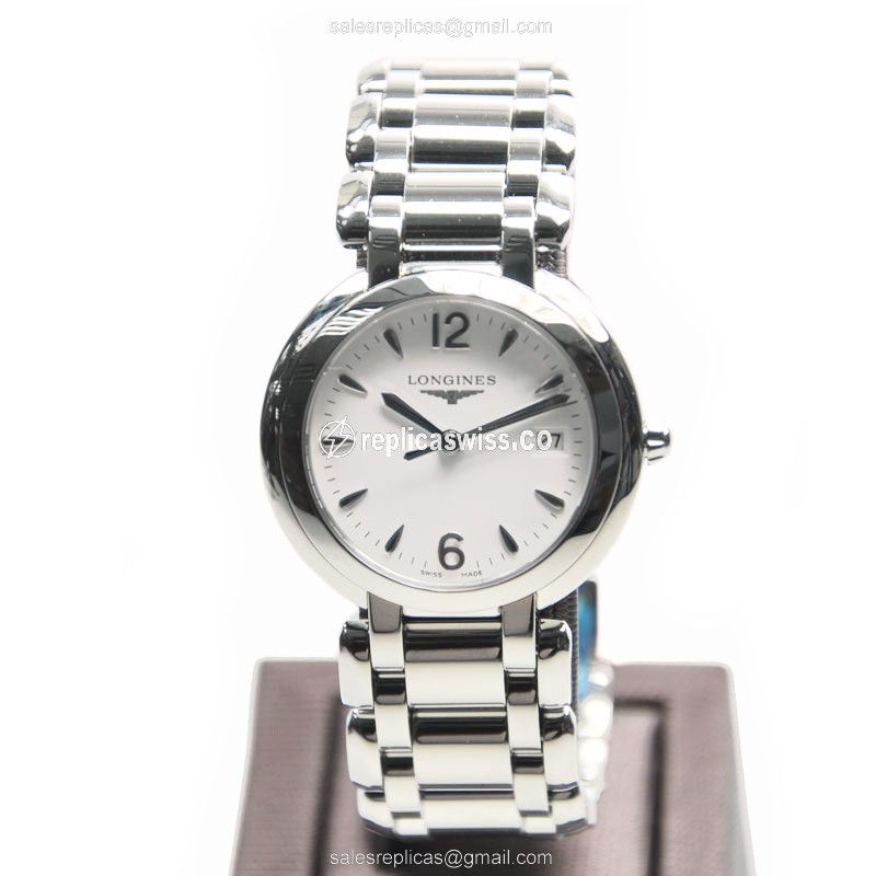 Longines Prima Luna Replica - Quartz - Stainless Steel - White Dial, Silver Clasp - View 2