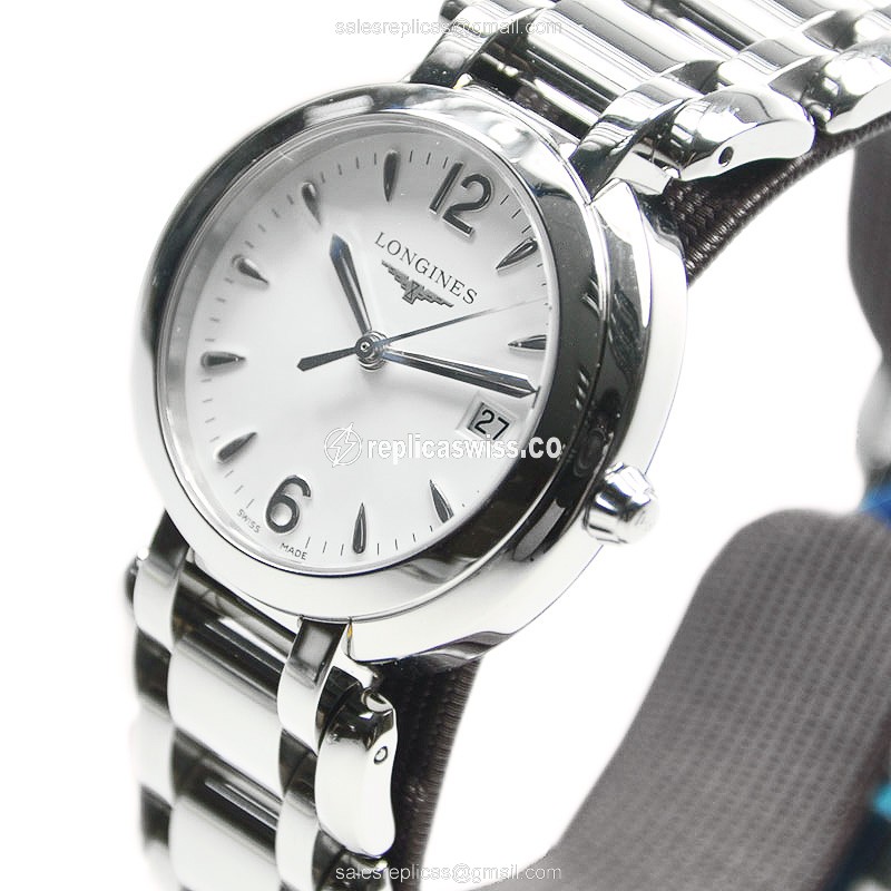 Longines Prima Luna Replica - Quartz - Stainless Steel - White Dial, Silver Clasp - View 3