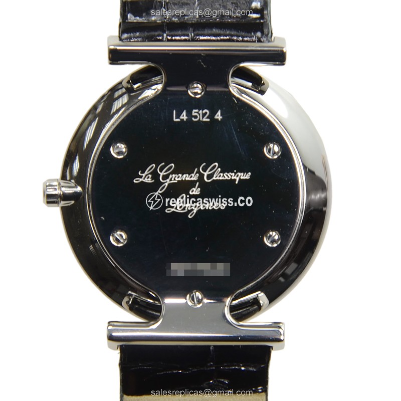 Longines LA GRANDE Replica - Quartz - Stainless Steel - Black Dial - Leather Strap - Buckle Clasp - View 3