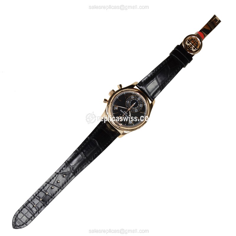 Patek Philippe 5960R-012 Complications - Auto 18kt Rose Gold - Black Dial, Alligator Black Clasp - View 2