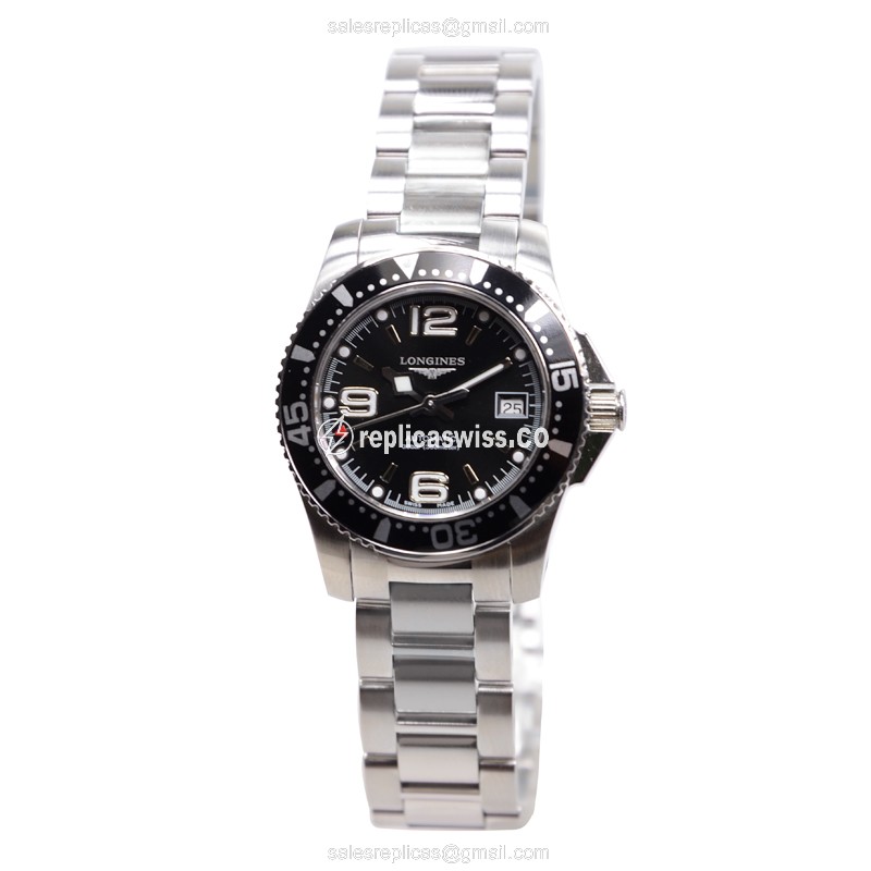 Longines CONQUEST Replica - Automatic - Black Dial - Steel Case - Silver Strap - View 2