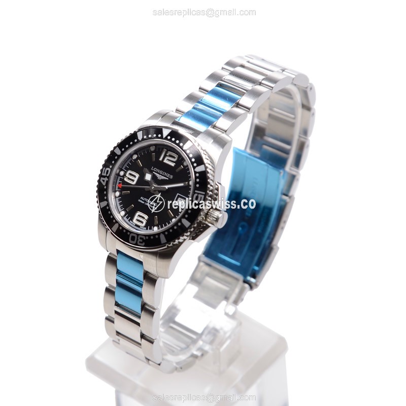 Longines CONQUEST Replica - Automatic - Black Dial - Steel Case - Silver Strap - View 3