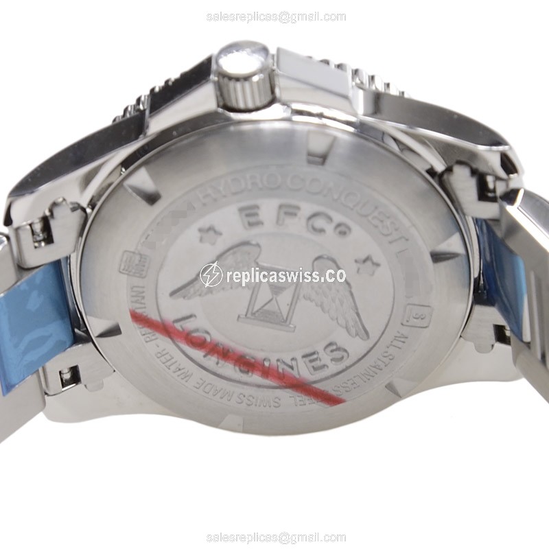 Longines CONQUEST Replica - Automatic - Black Dial - Steel Case - Silver Strap - View 4