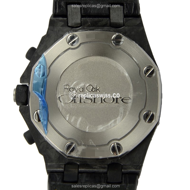 Audemars Piguet Royal Oak Offshore Replica - Automatic Carbon Case - Black Dial - Alligator Black Strap - View 3