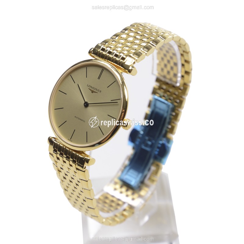 Longines L4.708.2.32.8 Replica - Automatic - 18kt Yellow Gold - Gold Dial - View 3