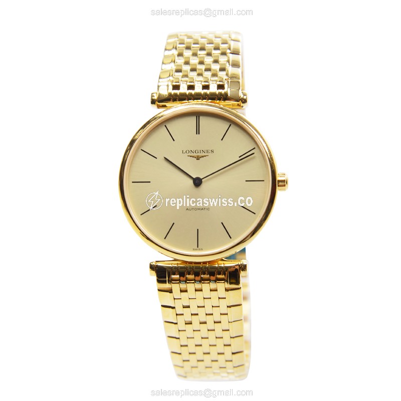 Longines L4.708.2.32.8 Replica - Automatic - 18kt Yellow Gold - Gold Dial - View 2