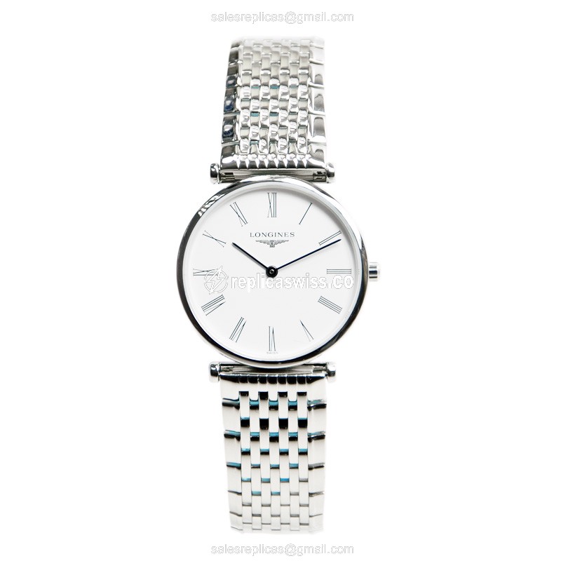 Longines L4.512.4.11.6 Replica - Quartz - Stainless Steel - White Dial - Silver Clasp - View 2