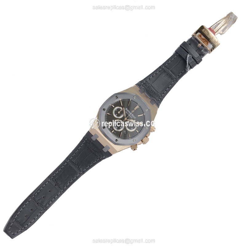 AP Royal Oak Replica - Automatic - 18kt Rose Gold - Steel Case - Grey Alligator Strap - View 2