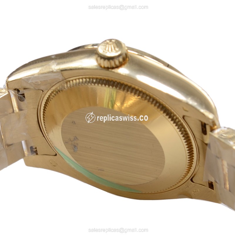 Rolex Lady Datejust Replica - Automatic - Gold Dial - Gold Clasp - 18mm - View 4