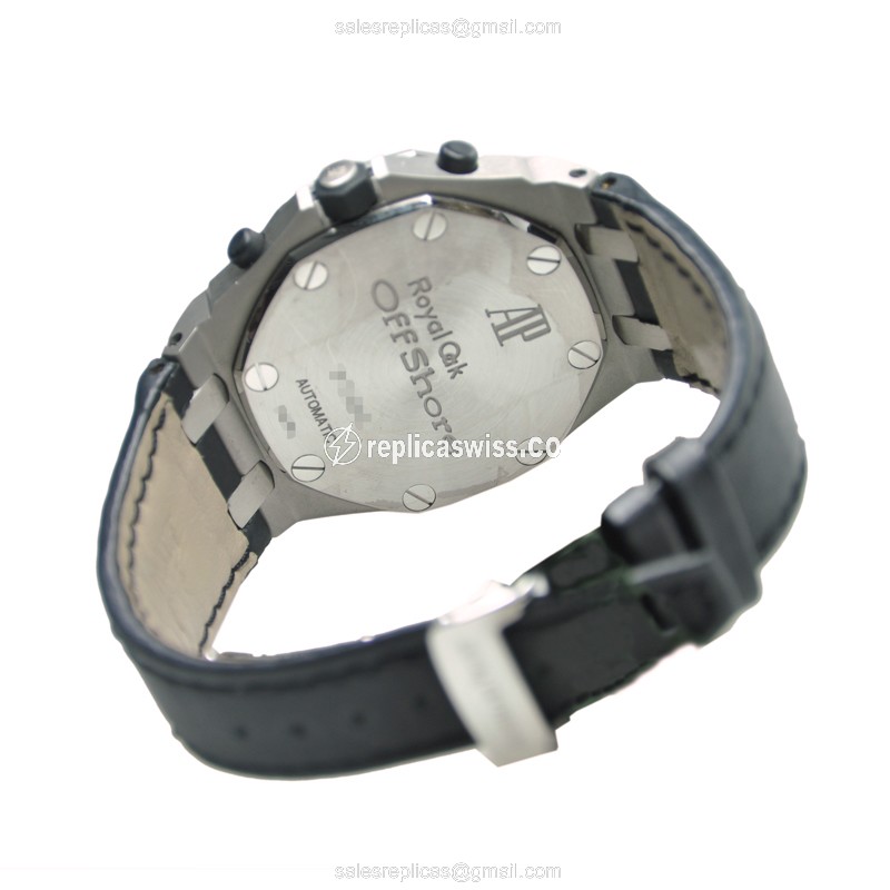 Automatic Replica Audemars Piguet Royal Oak - Stainless Steel - White Dial - Black Cowhide Strap - View 4