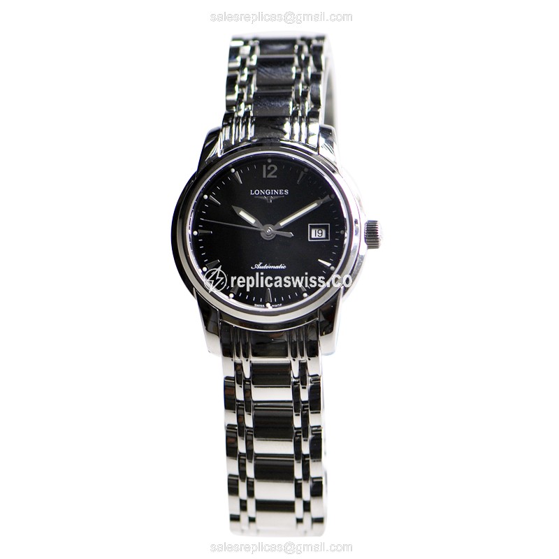 Longines Saint Imier Automatic - Steel Case, Black Dial | Silver Clasp, Steel Strap - View 2