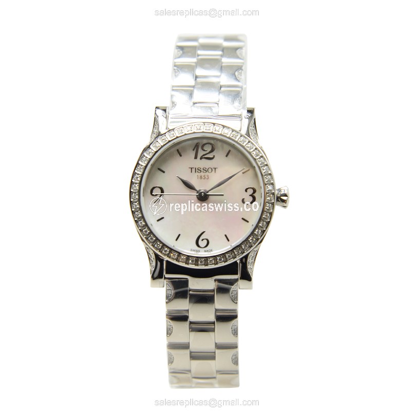 Tissot T-CLASSIC Quartz - White Dial - Diamond - Steel Case - Silver Clasp - View 2