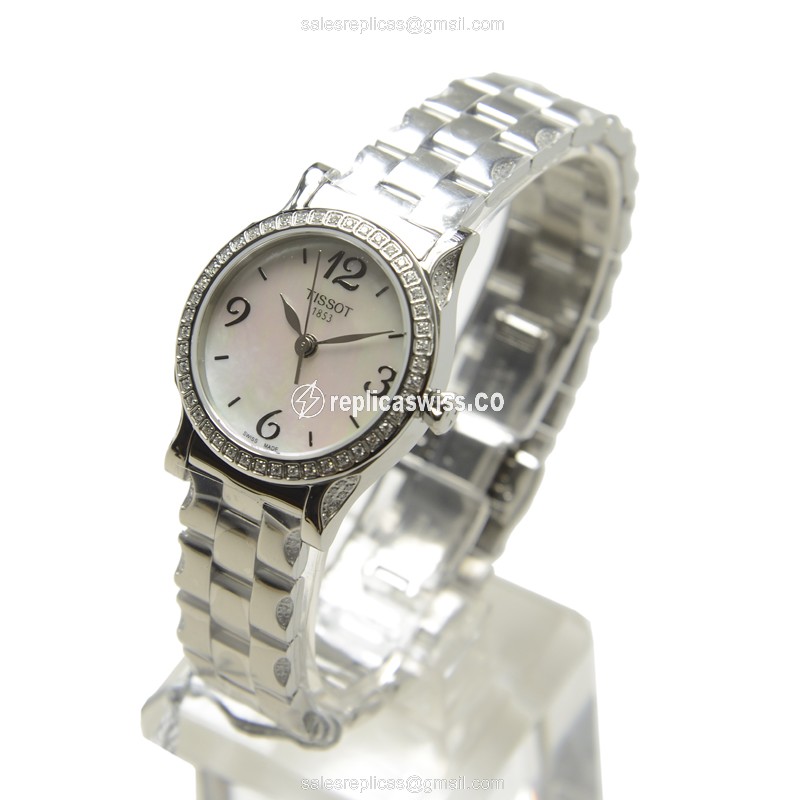 Tissot T-CLASSIC Quartz - White Dial - Diamond - Steel Case - Silver Clasp - View 3
