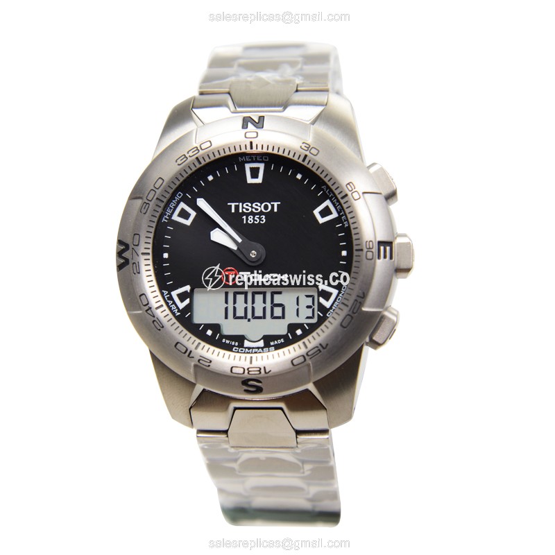 Tissot TOUCH Quartz - Titanium Case - Black Dial - Silver Strap - Titanium Clasp - View 2