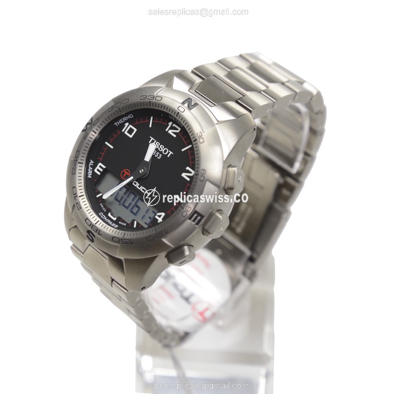 Tissot T047.420.44.057.00 Replica - Quartz - Titanium Case - Black Dial - Silver Titanium Strap - View 3