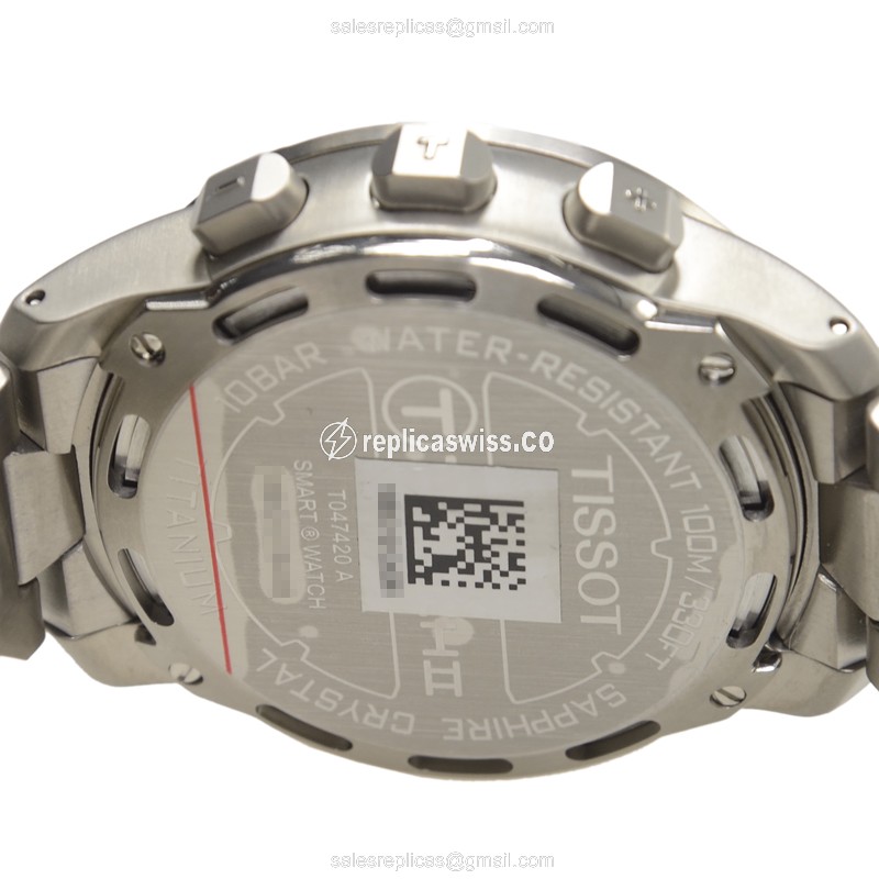 Tissot T047.420.44.057.00 Replica - Quartz - Titanium Case - Black Dial - Silver Titanium Strap - View 4