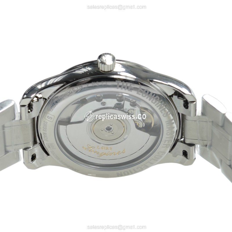 Longines L2.518.4.51.6 Replica - Automatic - Black Dial, Steel Case - Silver Strap - View 4