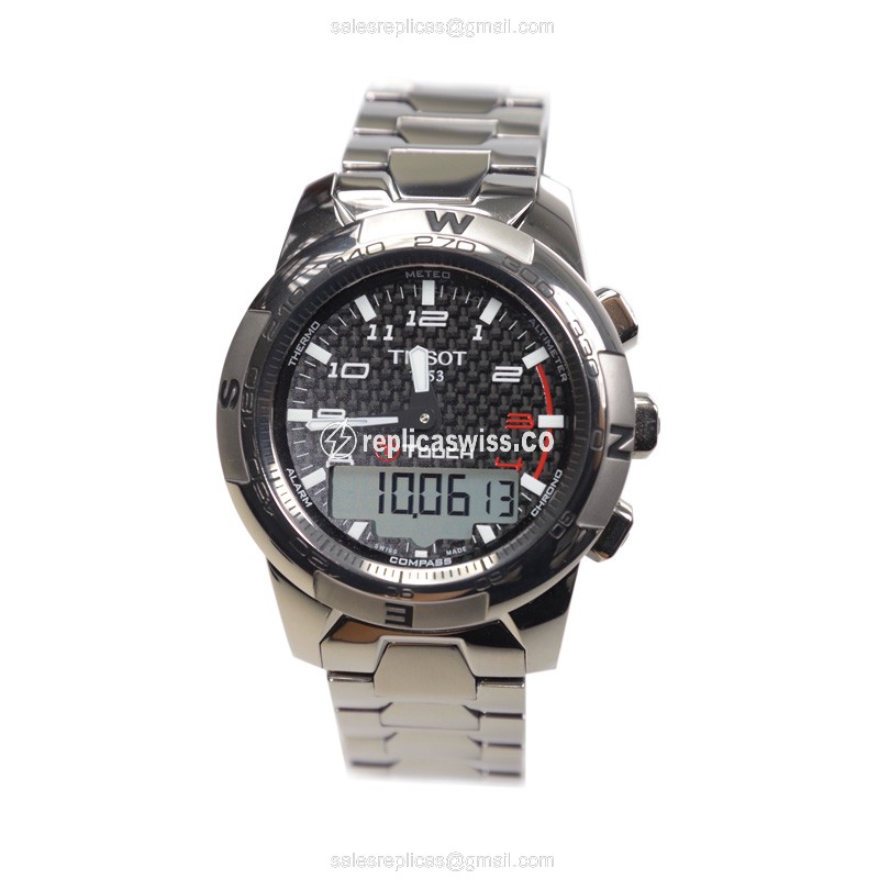 Tissot T047.420.44.207.00 Replica - Quartz - Titanium Case - Black Dial - Silver Titanium Strap - View 2