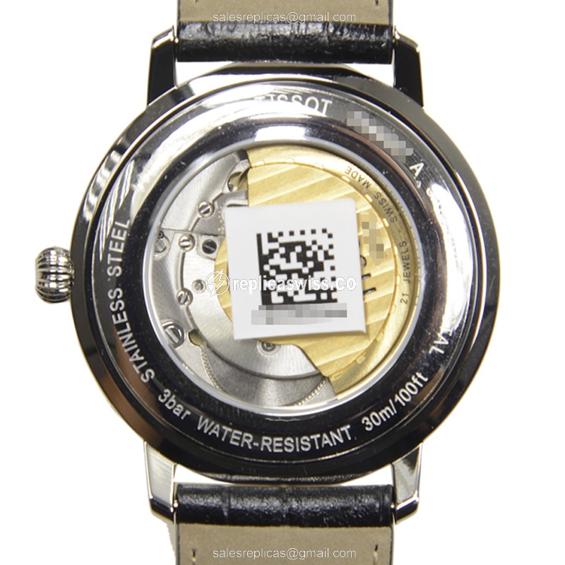 Tissot T-CLASSIC Replica - Automatic - Black Dial - Steel Case - Leather Black Strap - View 3
