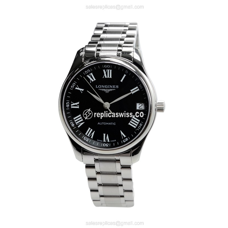 Longines L2.648.4.51.6 Replica | Automatic | Steel Case, Black Dial, Silver Clasp & Strap - View 2