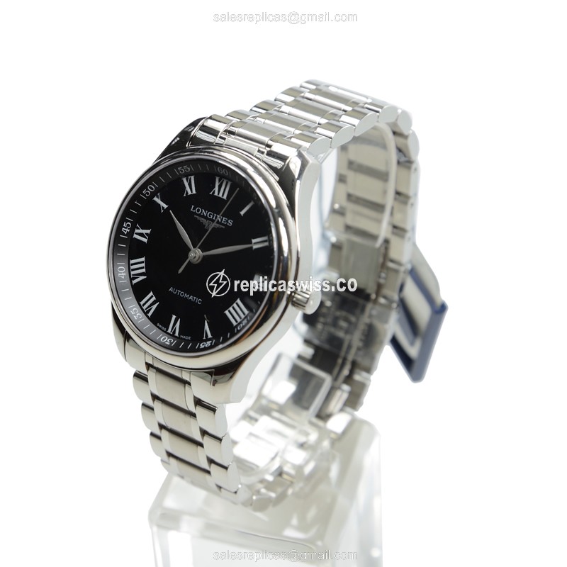 Longines L2.648.4.51.6 Replica | Automatic | Steel Case, Black Dial, Silver Clasp & Strap - View 3