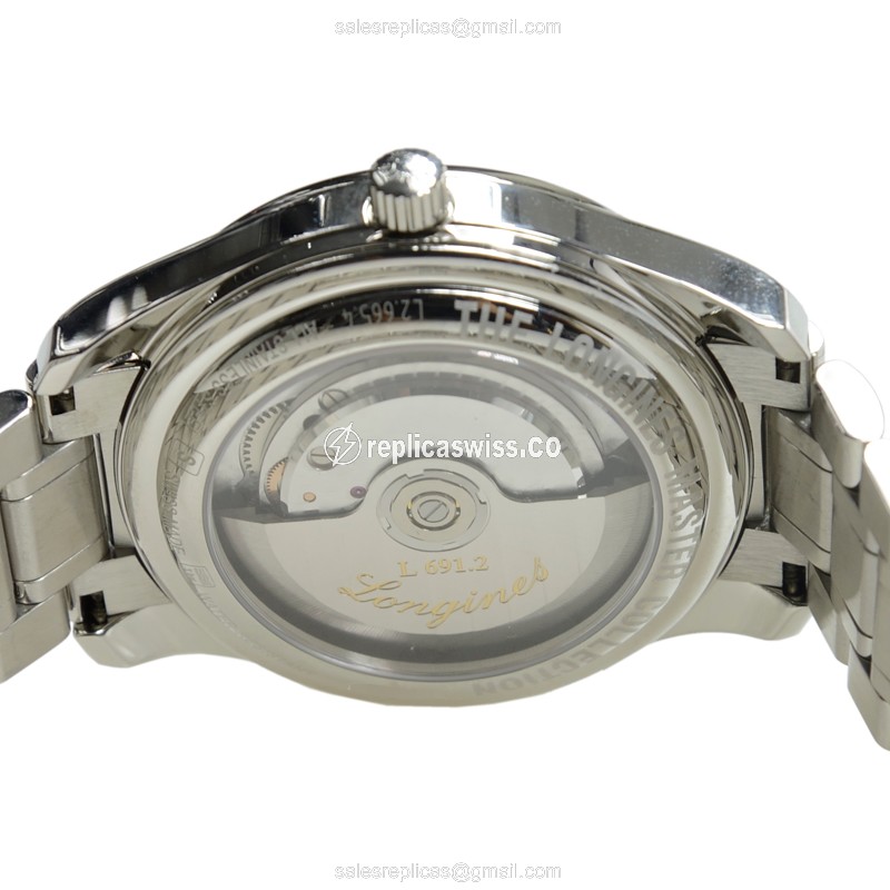 Longines L2.648.4.51.6 Replica | Automatic | Steel Case, Black Dial, Silver Clasp & Strap - View 4