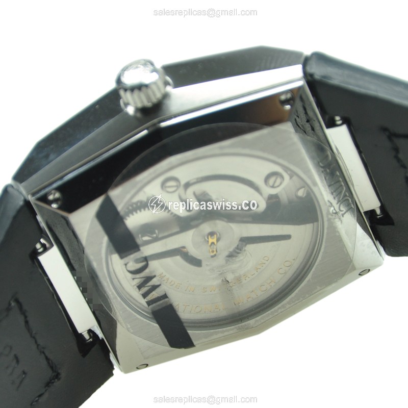 IWC DA VINCI Replica - Automatic - Black Dial - Stainless Steel Case - Alligator Black Strap - View 4